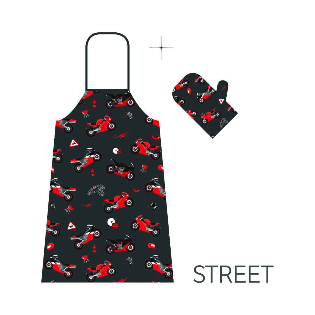 Apron and oven mitt Street
