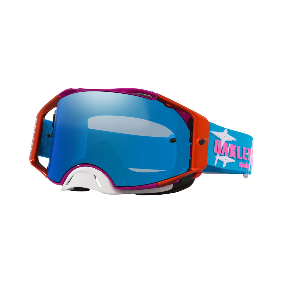 Oakley Airbrake MX TLD Speed Stars - Black Ice Iridium Oranje / Blauw