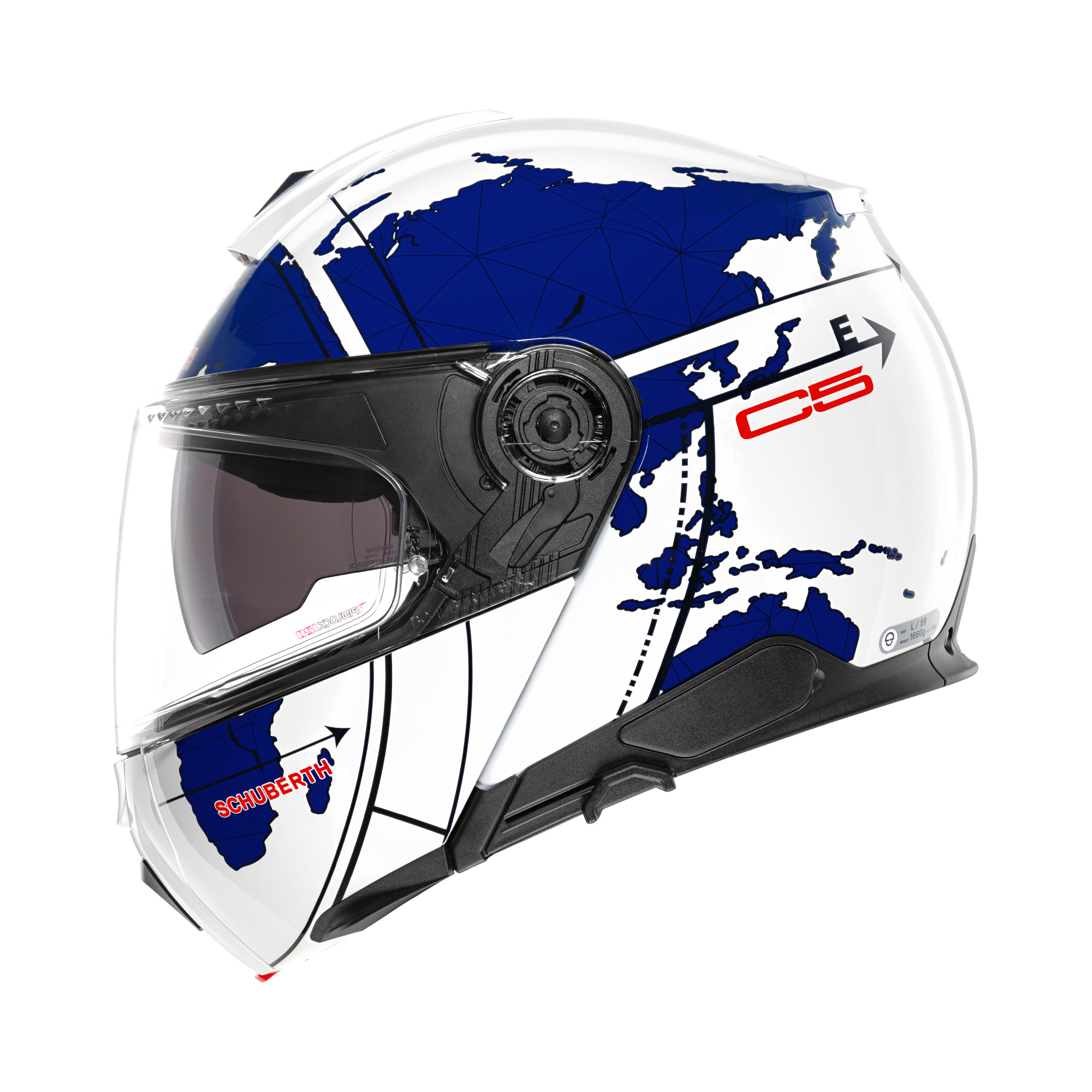 Schuberth C5 Globe Wit / Blauw 61 - Afbeelding 4