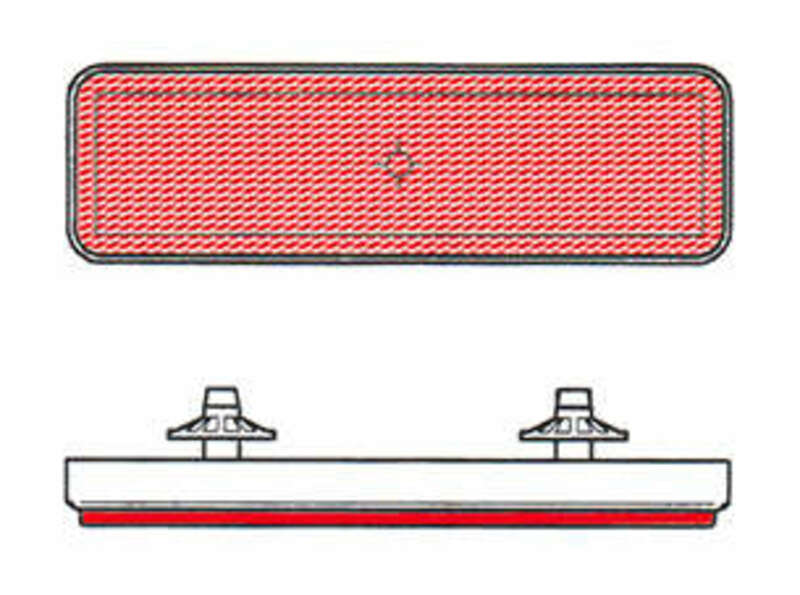 V Parts - Reflector Rectangular rood met 2 clips bevestiging
