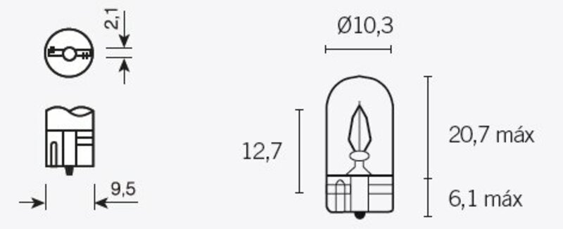 Tecnium - Bulb T10 12V 3W x10