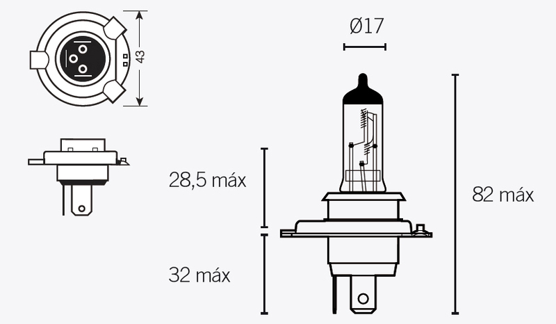 V Parts - Bulb H4 12V 60/55W - Afbeelding 2