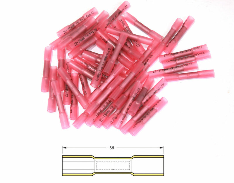 Bihr - Coupler Heat Shrinkable Terminal 0,5 - 1,5 Ø 0,5/1,5 Pack x50 Transparant Rood