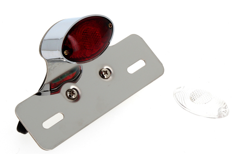 V Parts - Tail Light Chrome met kentekenplaathouder chroom spitsboog universeel