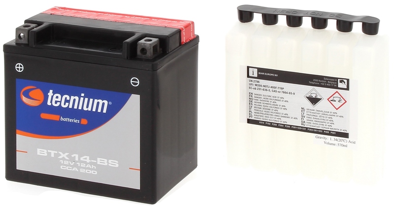 Tecnium - Battery Btx14-Bs Mf w/ Acid
