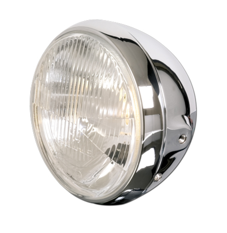 Highsider - British-Style Headlight 7 Inch Chrome E-Approved