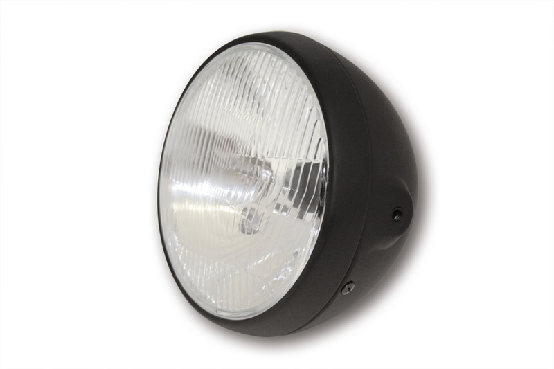 Highsider - British-Style Headlight 7 Inch, Black E-Approved