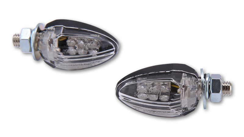 Highsider - Led Flasher Drop Rear Clear Lens voor Smart Drop LED Indicator Body Black / Lens Clear (Pair), Front & Rear
