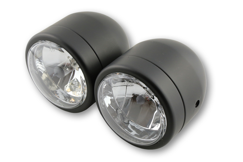 Highsider - Twin Headlight H4/H7, Black Driving And Low Beam (3-1/2"), E-Approved (Pair)