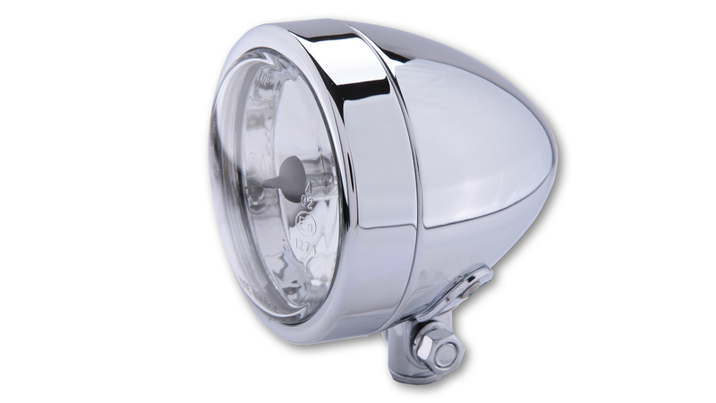 Highsider - Headlamp Bullet 90mm H4 Chrome Bottom Mount E-Approved