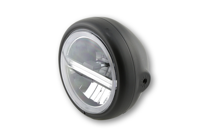 Highsider - Pecos Typ 6 Main Headlight 5 3/4 Inch LED Black Side Mount met DRL