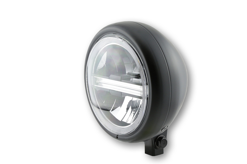 Highsider - Pecos Typ 6 Main Headlight, Blk met DRL, 5 3/4 Inch Bottom Mount