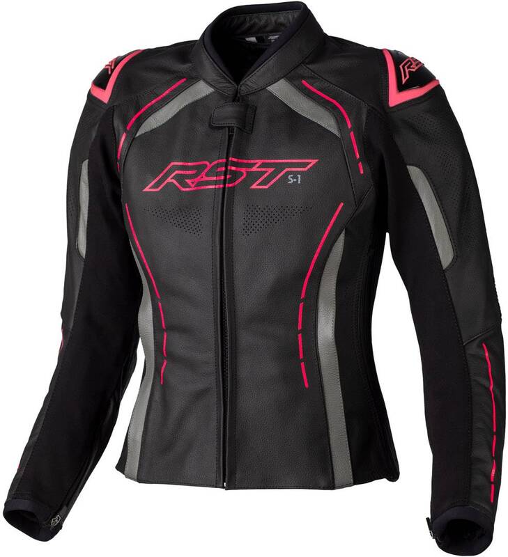 Rst - Jackt S1 Lth Ldy Npn voor Dames Maat XS Zwart/Neon Roze