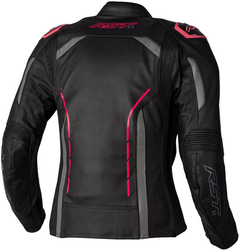 Rst - Jackt S1 Lth Ldy Npn voor Dames Maat XS Zwart/Neon Roze - Afbeelding 2