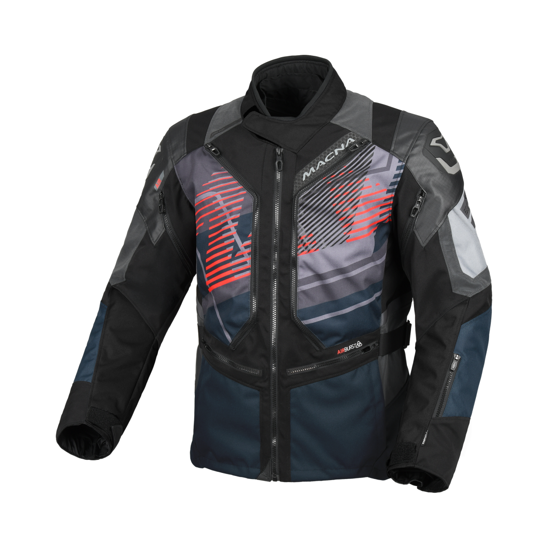 Macna Neoval Night Eye Motorjas Textiel Waterdicht Taupe/Blauw