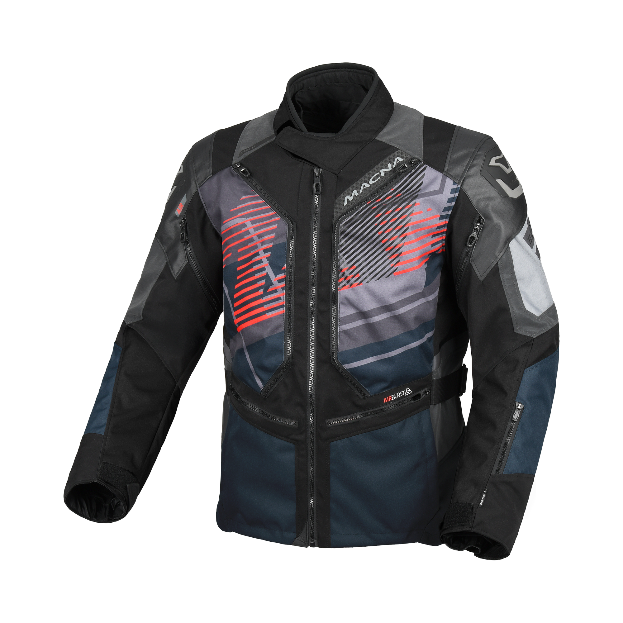Macna Neoval Night Eye Motorjas Textiel Waterdicht Taupe/Blauw