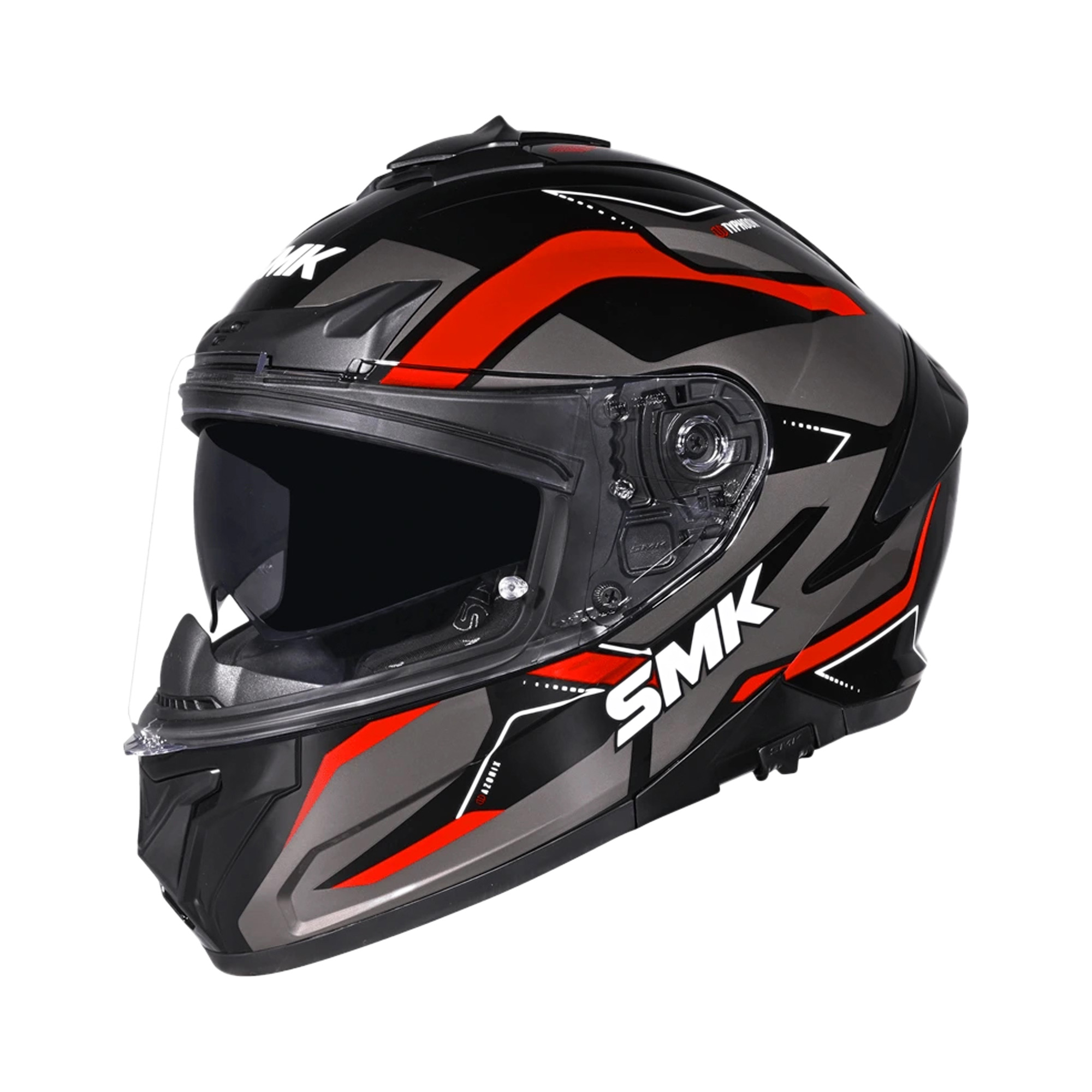 Motorhelm SMK Typhoon Azonix - Integraalhelm Zwart/Rood